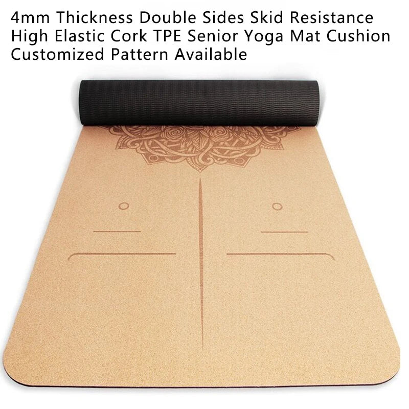 New Fashion Double Sides Non Slip High Elastic Cork Yoga Mat Fitness Gym Cushion Customized