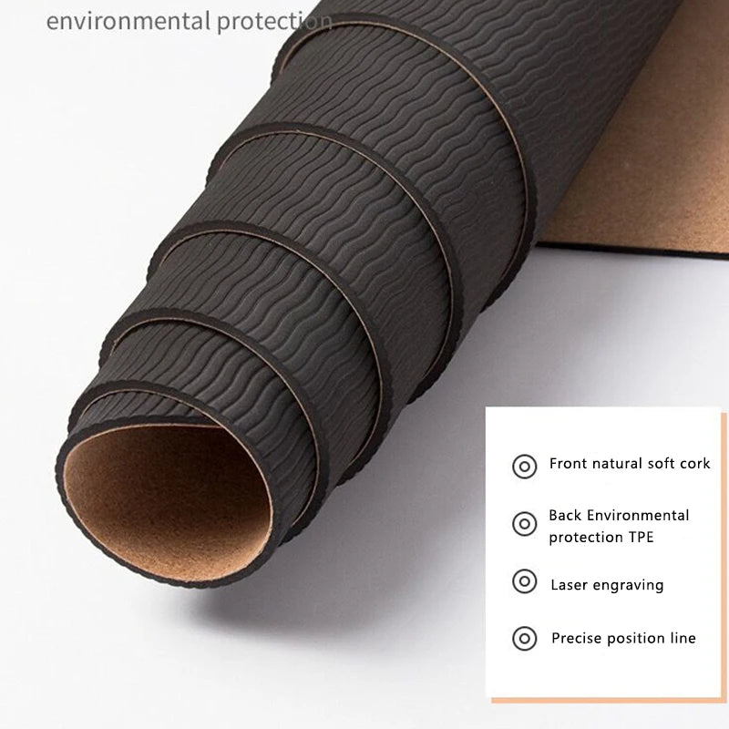 New Fashion Double Sides Non Slip High Elastic Cork Yoga Mat Fitness Gym Cushion Customized